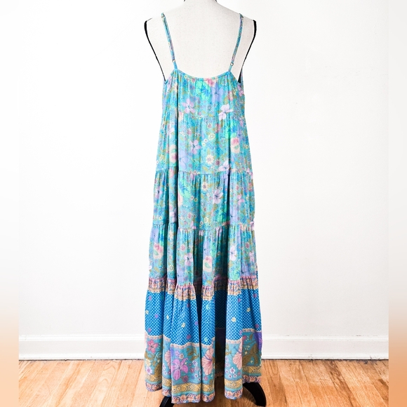 NWT Spell x Revolve Hibiscus Lane Strappy Dress, Lagoon - Picture 4 of 9
